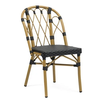 Sedie da bistrot francesi per esterni in rattan nero